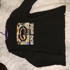 Ecko Unltd. Black Graffiti Big Spellout Logo Long Sleeve Knit Pullover Shirt